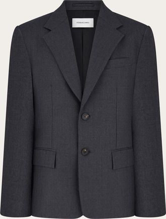 Ferragamo Uomo Blazer monopetto in pura lana Grigio