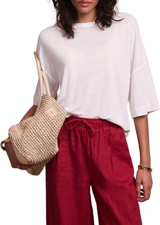 Mint Velvet Linen Blend Boxy T Shirt in Ivory at Nordstrom, Size X-Small