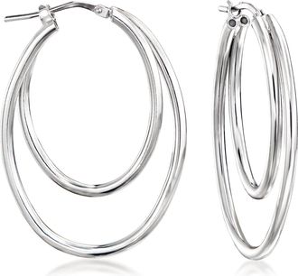 Ross-Simons Italian Sterling Silver Double-Oval Hoop Earrings