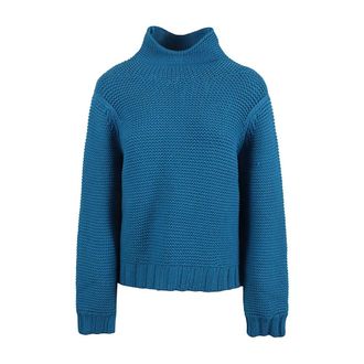 Liviana Conti Blauwe Hoge Hals Trui Ovetto Ontwerp - Dames - Coltruien - Blauw - XS - Truien & Vesten