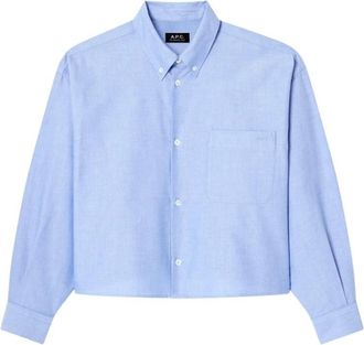 A.P.C. Sophia Cropped Oxford Shirt - Dames - Overhemden - Blauw - XS - Katoen - Overhemden