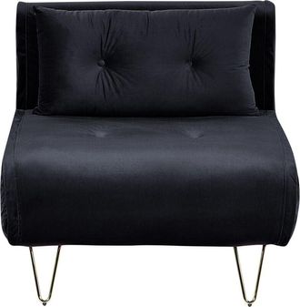 Beliani Beliani - Glam 1 Seater Velvet Sofa Bed Single With Cushion Black Vestfold