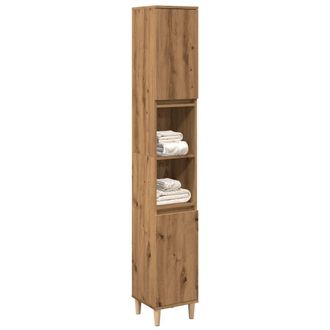 Berkfield Home Bathroom Cabinet Artisan Oak 30x30x190 cm Engineered Wood in Brown | Size: 30 x 30 x 190 cm