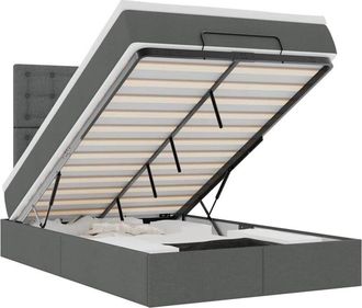 vidaXL Vidaxl - Estructura Cama Otomana Colch&oacute;n Tela Gris Oscuro 120x200cm
