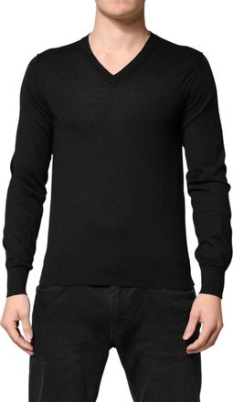 Dolce & Gabbana Black Cashmere V-Neck Men Pullover Mens Sweater (Pre-Owned)