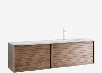 Sklum Sklum - Conjunto de mueble de baño en madera con lavabo integrado Solea