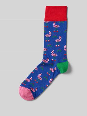 DillySocks Socken mit Motiv-Stitching Modell Flamingo in Royal, Gr&ouml;&szlig;e 1