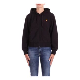 Carhartt Work in Progress Sudadera Negra con Capucha Logo Cremallera Bolsillos - Sweatshirts & Hoodies - Mujer - Negro - XS