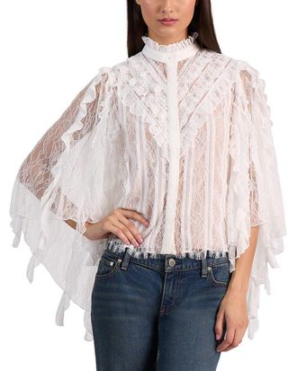 Alice & Olivia Alice + Olivia Rheba Button Front Lace Ruffle Top