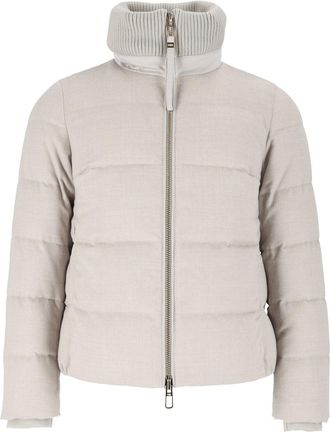 Duno Black Matte Ribbed-Collar High-Neck Down Jacket