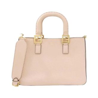 Fendi Pre-owned Selleria FF Tote Kleine Kalfsleren Tas - Dames - Pre-owned - Roze - Maat: ONE Size Leer