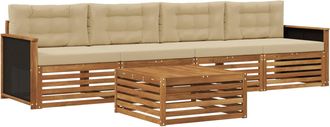 vidaXL Conjunto De Sof&aacute;s De Exterior 5 Uds. Natural Y Beige Vidaxl