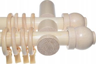 OEM Barra Doble De Madera Para Cortinas, Barras De Madera De Pino Para Cortinas De 300 Cm Con R&oacute;tula