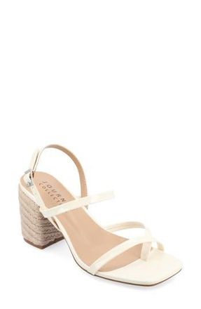 Journee Collection Olivina Jute Block Heel Slingback Sandal in Off White at Nordstrom Rack, Size 10