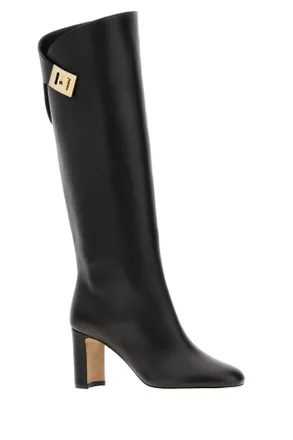 Ferragamo Womens Black Leather Elli Boots Neroneronero Stivali