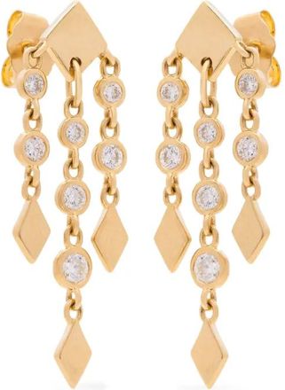 Eden Presley Orecchini a bottone Shine Fringe in oro giallo 14 carati con diamanti