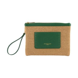 Pourchet Tassen, Dames, Groen, ONE Size, Leer, Cassis Clutch