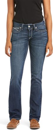 Ariat Womens R.E.A.L. Mid Rise Stretch Ivy Stackable Straight Leg Jeans in Dresden Cotton, Size 25 X-Long, by Ariat