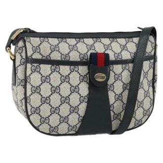Gucci Pre-owned Cross Body Bags, female, Blue, Size: ONE SIZE Pre-owned Vintage GG Canvas Shoulder Bag