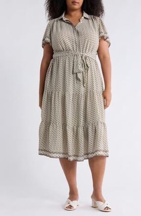 Max Studio Collared Midi Dress in Mocha/Cream at Nordstrom Rack, Size 3X