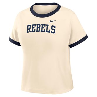Nike Womens College (Ole Miss Ringer T-Shirt in Brown | IV9364-120