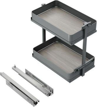 Emuca Emuca Carro Extra&iacute;ble Harmony Con Cierre Suave, M&oacute;dulo Ancho 300mm Alto 700mm, Acero Y Madera, Gris Antracita