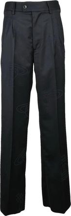 Vivienne Westwood High Waist Wide Leg Trousers with Pleats and Zip Closure