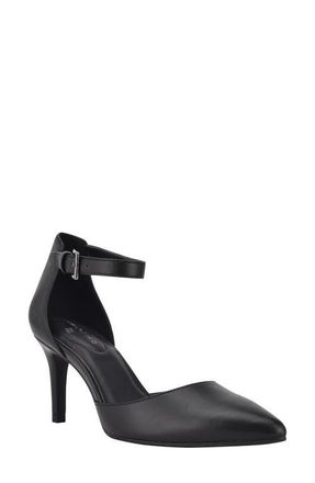 Bandolino Ginata Pointed Toe Ankle Strap Pump in Black Nappa - Blkll at Nordstrom, Size 9.5