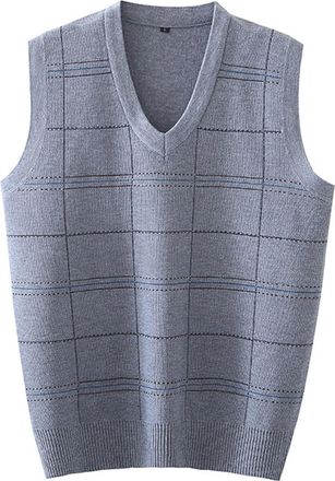Generic Mens Sweater Vest,Sleeveless V Neck Jumpers Vest,Knitted Wool Sweater Tank Tops,Slim Fit Pullover Waistcoat,Stripe Slipover Gilet,Casual Knitwear for 