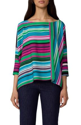 Diane Von F&uuml;rstenberg Diane Stripe Stretch Silk Top in Tropez Stripe Big Gossip Pink at Nordstrom, Size X-Large