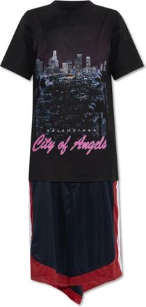 Balenciaga Jurk met print - Dames - Casual kleedjes - Zwart - M - Katoen - Kleedjes