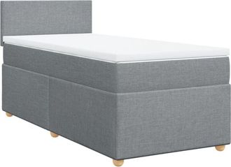 vidaXL Cama Box Spring Con Colch&oacute;n Tela Gris Claro 90x200 Cm Vidaxl