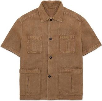 Fortela Bohem Linen Short Sleeve Shirt in Mou at Nordstrom, Size 50 Eu