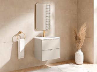 Vente-Unique Mobile bagno sospeso con lavabo da incasso Beige 60 cm - ONDIL
