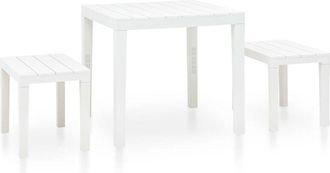 vidaXL Mesa De Jard&iacute;n Con 2 Bancos Pl&aacute;stico Blanco Vidaxl