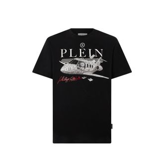 Philipp Plein Round Neck T-shirt Teddy Plane Stones