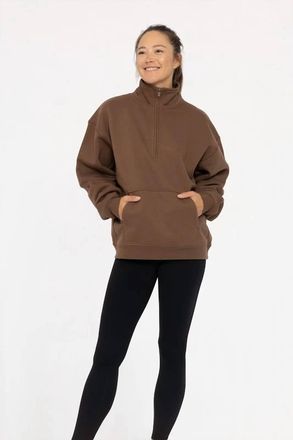 Mono B Mock Neck Pullover Sweater In Dark Chocolate