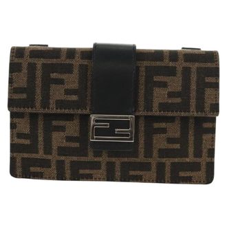 Fendi Baguette Convertible Belt Zucca Canvas Black Canvas Bag (Pre-Owned)