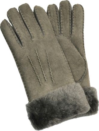 Infinity Leather Womens Genuine Sheepskin Suede Gloves with Fur Cuff