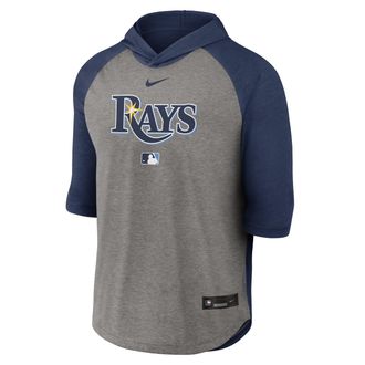 Nike Tampa Bay Rays Authentic Collection Flux Nike Mens Dri-FIT MLB 3/4-Sleeve Hooded T-Shirt in Blue | 04HI013NTPA-LQZ