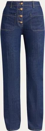 Valentino Garavani Button-Front Straight-Leg Jeans