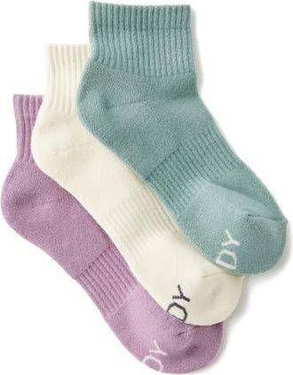 Cotton On Womens Active Body Qtr Crew Sock 3Pk in Teal Mist Multi at Nordstrom