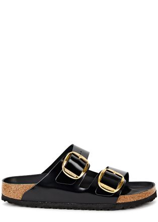 Birkenstock Arizona Patent Leather Sliders - Black - 5