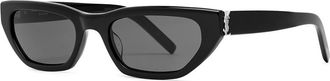 Saint Laurent Narrow Cat-eye Womens Designer Sunglasses - Black - One Size