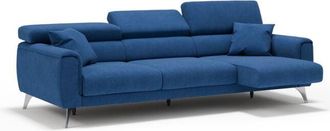 Divani.Store Caravaggio Sof&aacute; De 3 Plazas Extensibles Con Reposacabezas Ajustables En Tejido Impermeable 244 Cm Azul