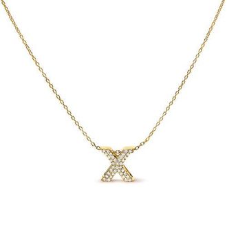 House of Brilliance 10K Gold Diamond Accent A-Z Initial Bubble Pendant Necklace in Yellow | X at Nordstrom