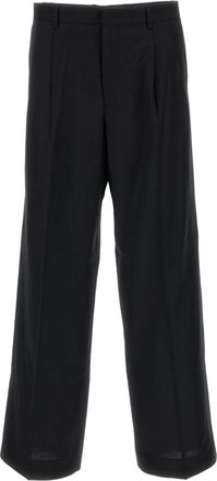 Sunflower Black Tropical Wool Pleated Wide-Leg Pants