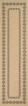 Nazar Rugs Alfombra interior/exterior efecto yute dibujo geom&eacute;trico negro 80x300
