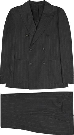 Tagliatore Vesuvio Double-Breasted Black Virgin Wool Suit
