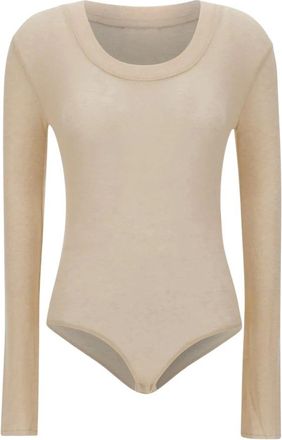 Entire studios Circle Neck Bodysuit - Dames - Bodies - Beige - S - Wol - Tops